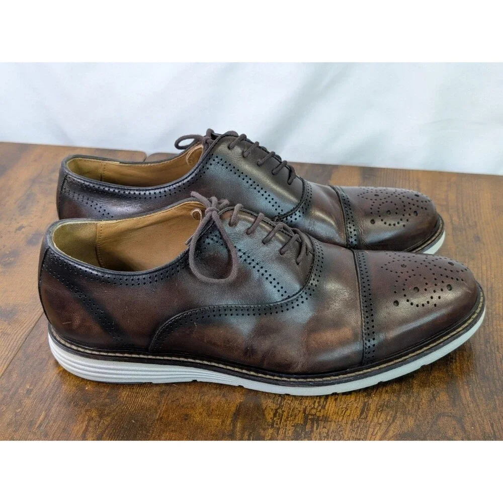 Belvedere Lampard Men's Brown Leather Hybrid Cap Toe Oxford Shoes Size 8.5 D